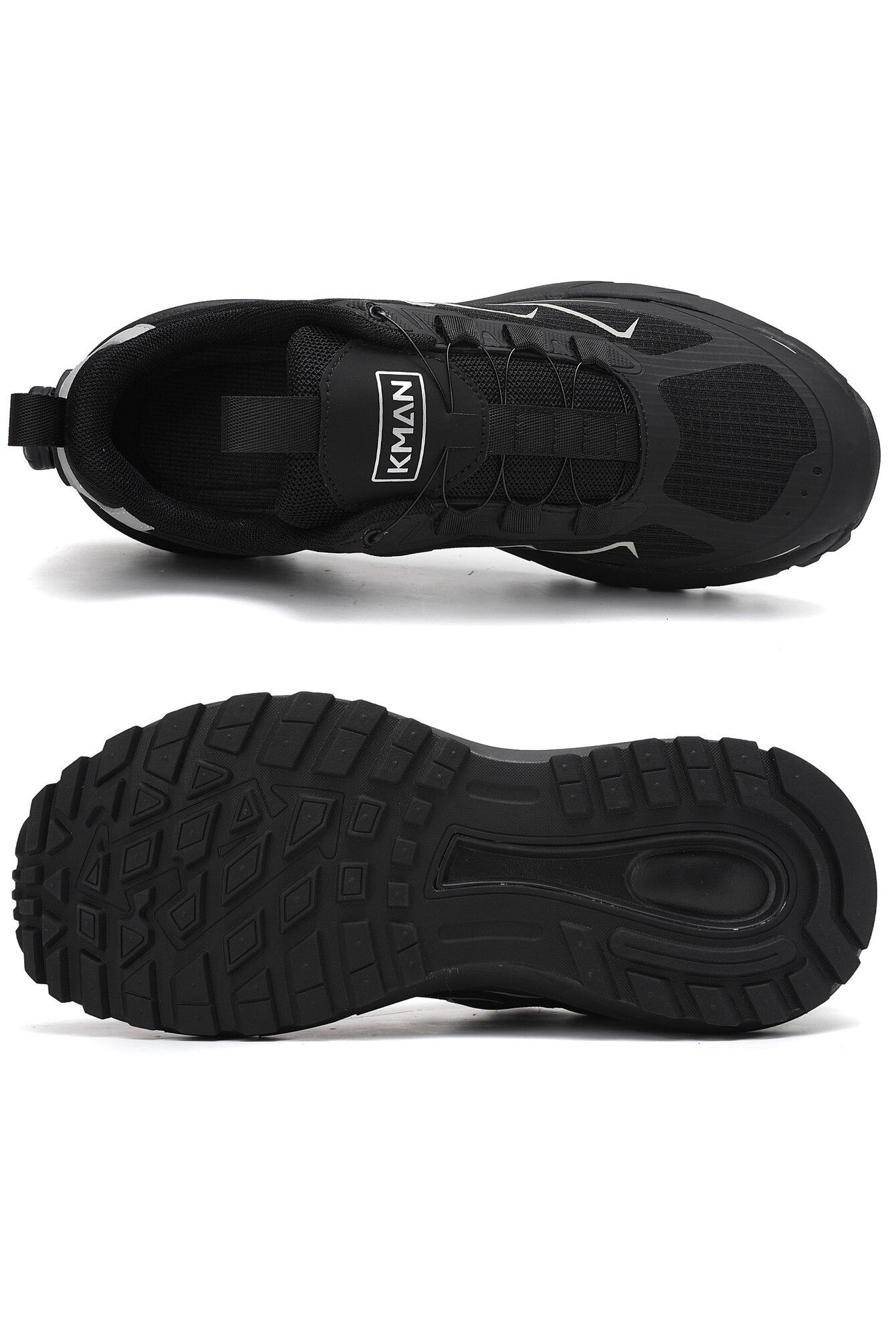 Adidași pentru Bărbați, Model Raven,Sistem de închidere rapidă,Talpă cu crampoane, Panza subtire, Ultra ușori, Comozi, KMAN, Negru