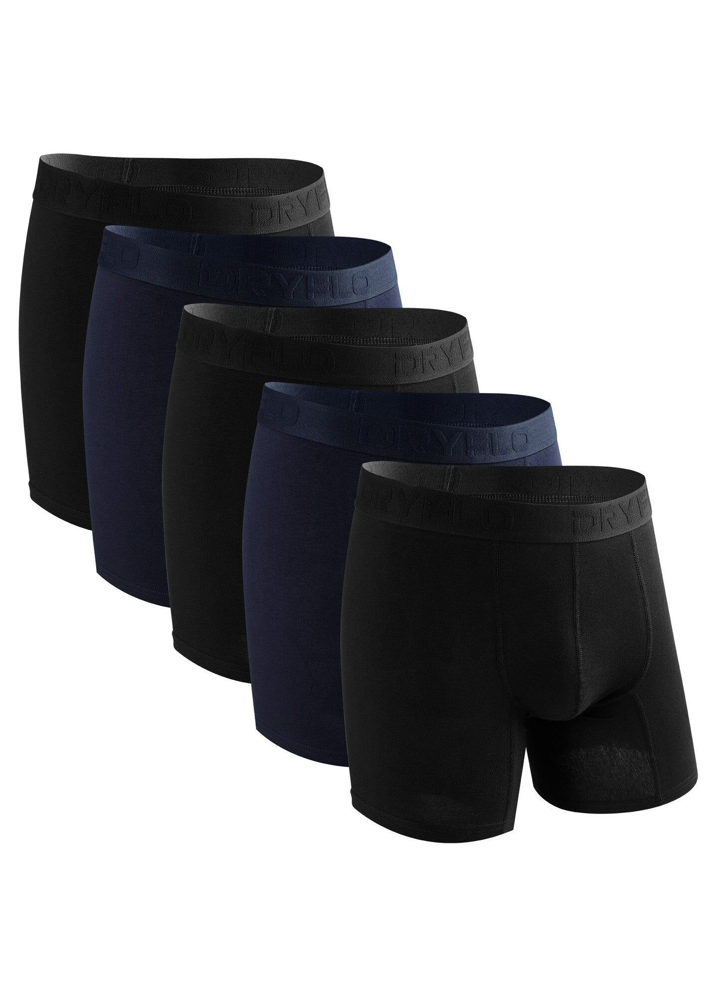 Set 5 perechi Boxeri pentru Barbati, 95% Bumbac, Confortabili, Dryflo, Negru si Bleumarin