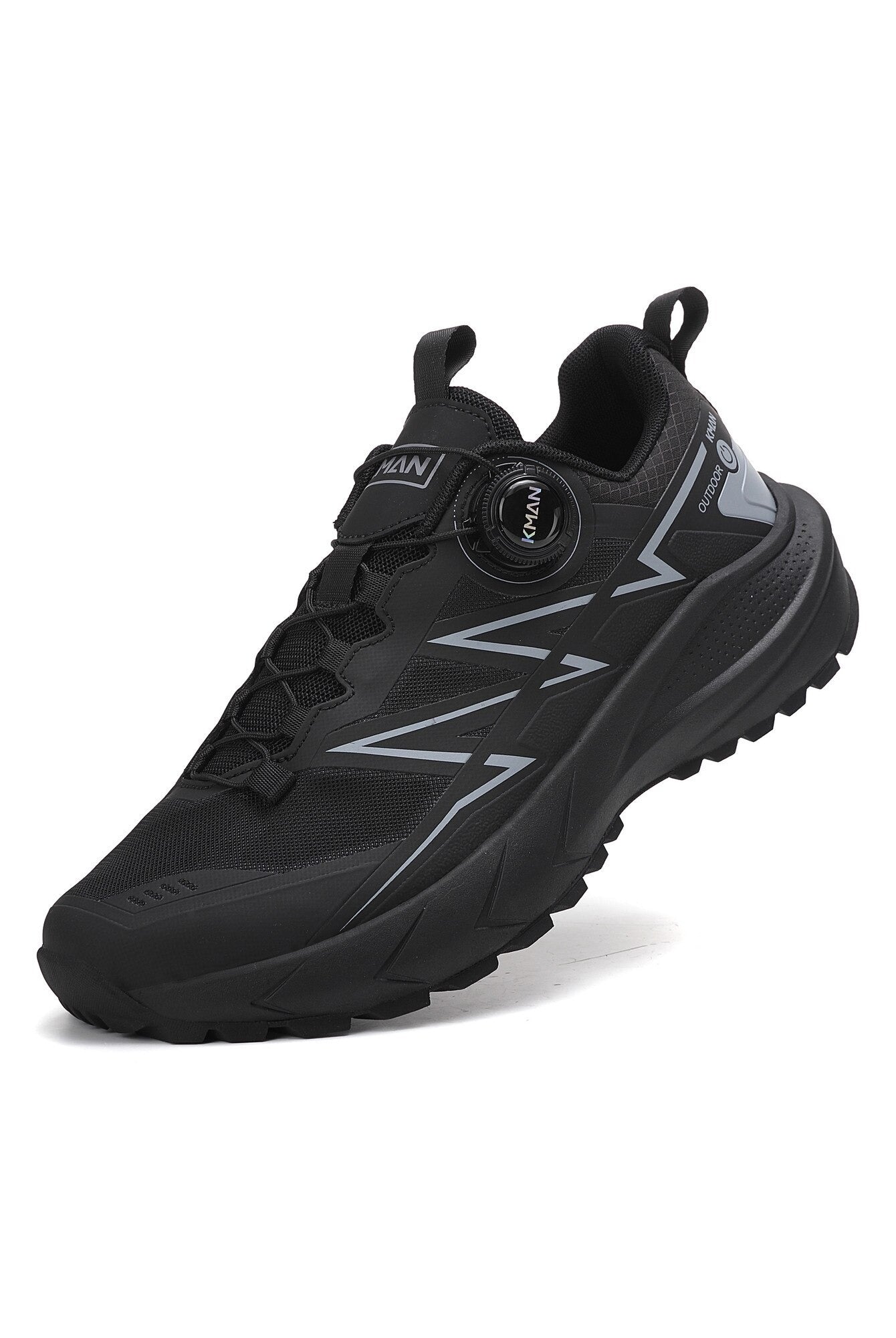 Adidași sport pentru Bărbați, Model Mavo, Sistem de închidere rotativ, Talpă cu crampoane, Panza subtire respirabila, Ultra Usori, KMAN, Negru