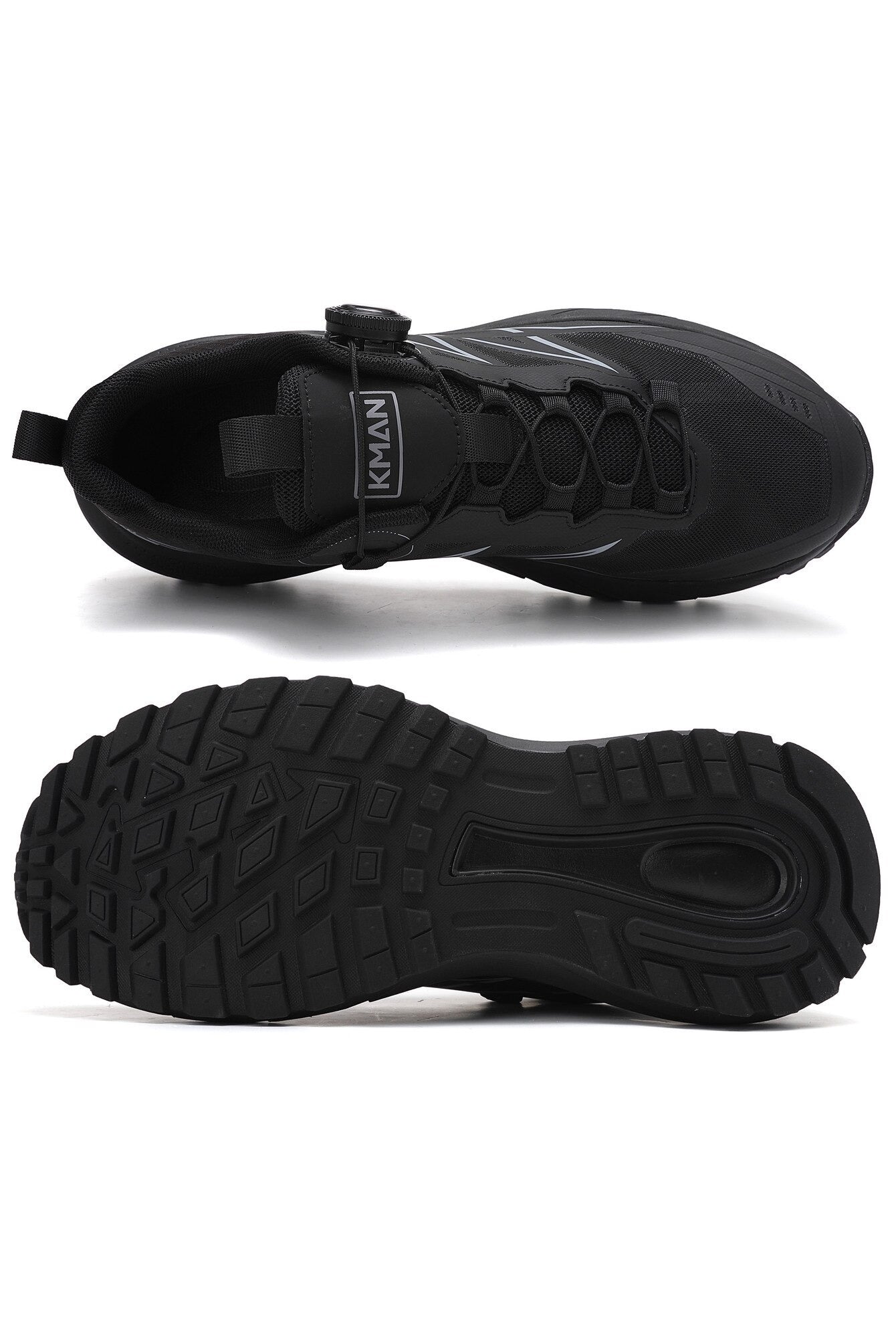 Adidași sport pentru Bărbați, Model Mavo, Sistem de închidere rotativ, Talpă cu crampoane, Panza subtire respirabila, Ultra Usori, KMAN, Negru
