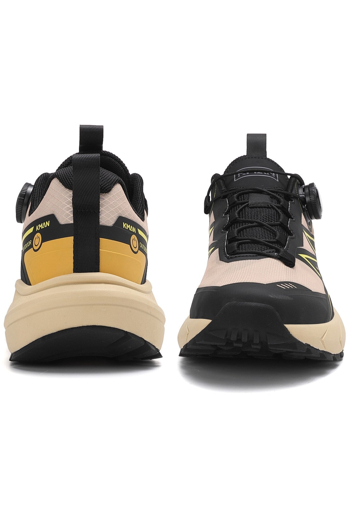 Adidași sport pentru Bărbați, Model Mavo, Sistem de închidere rotativ, Talpă cu crampoane, Panza subtire respirabila, Ultra Usori, KMAN,Bej