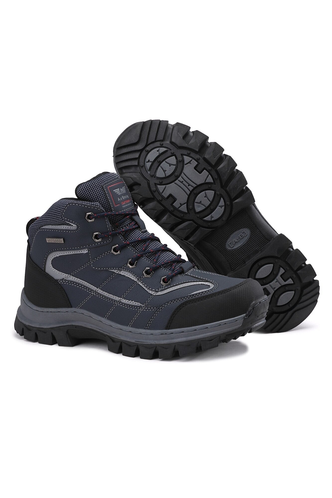 Bocanci Rony pentru bărbați îmblăniți din piele ecologică cu talpă cusută și aderență sporită, Ax Boxing