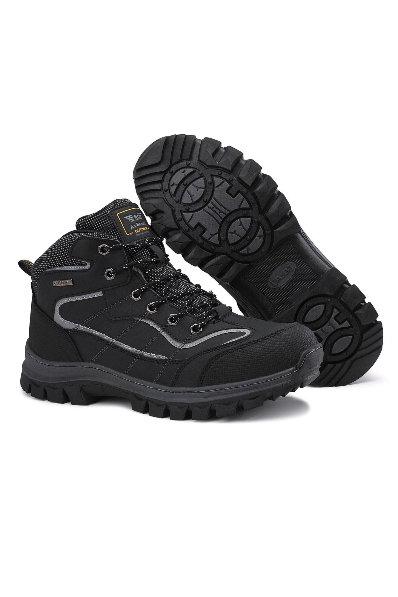 Bocanci Rony pentru bărbați îmblăniți din piele ecologică cu talpă cusută și aderență sporită, Ax Boxing