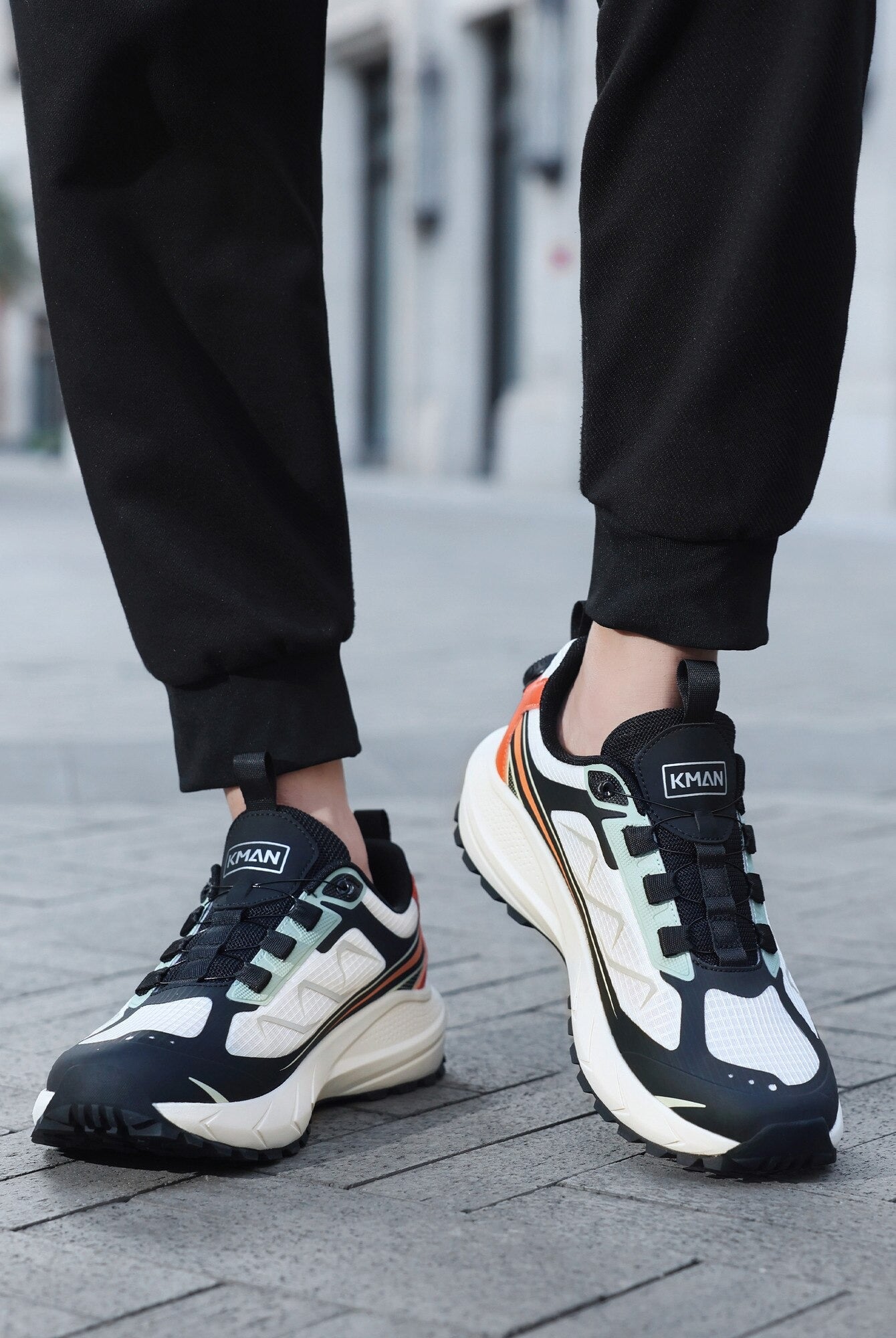 Adidași pentru Bărbați, Model Raven,Sistem de închidere rapidă,Talpă cu crampoane, Panza subtire, Ultra ușori, Comozi, KMAN, Alb