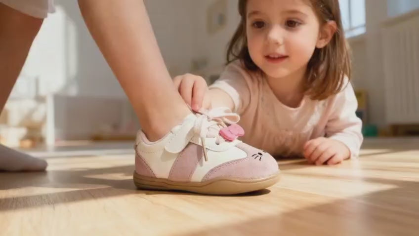 Adidași tip Teniși Fete, Model Elia, Piele ecologică, Talpă flexibilă din cauciuc moale, Inchidere Arici și șiret, Accesoriu detașabil