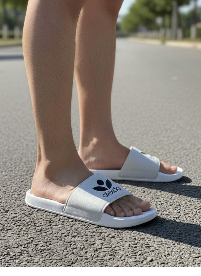 Papuci pentru Barbati, Model Aros, Talpa Usoara din Spuma, Alb